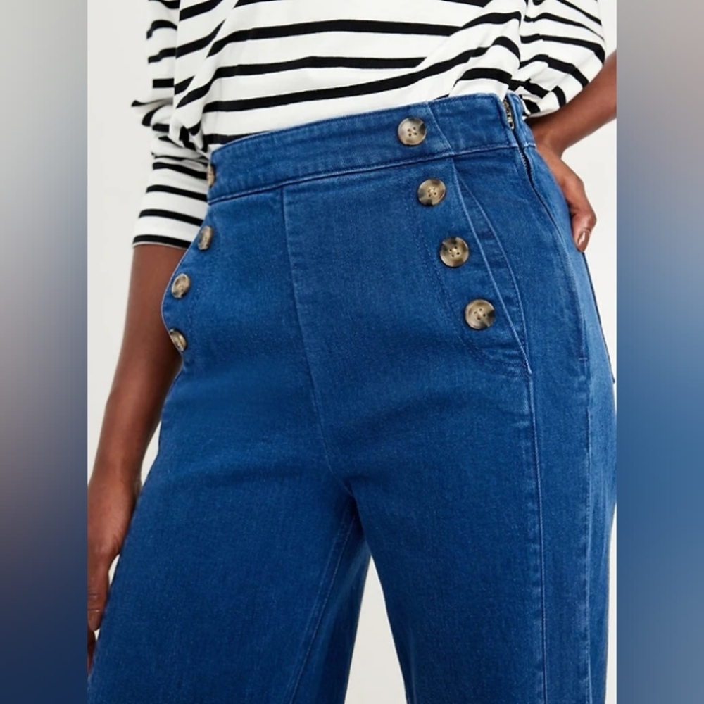 NWT Old Navy Extra High-Waisted Mariner Wide-Leg Jeans 4X 30 - Picture 3 of 4